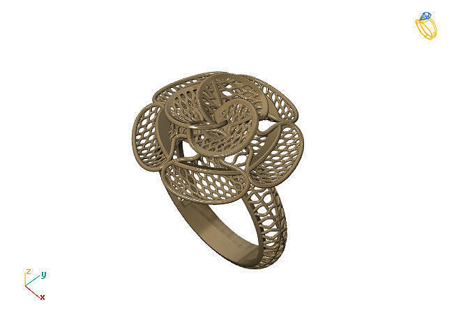fusion ring group 3dm model 59 gold jewelry design silver printable modern fashion grid flower beauty art sterling gift shining illustration women render rings 3D print model - Mito3D