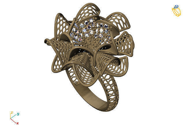 fusion ring group 3dm model 6 gold jewelry design silver printable modern fashion fusion ring grid flower beauty art sterling gift shining illustration women render rings jewelry rings fashion design  3D print model - Mito3D