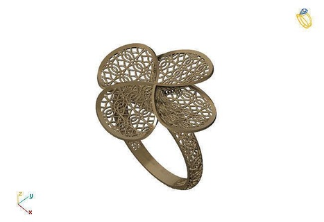 fusion ring group 3dm model 60 gold jewelry design silver printable modern fashion grid flower beauty art sterling gift shining illustration women render rings 3d print model - Mito3D