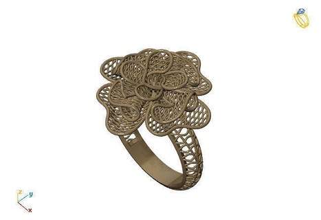 fusion ring group 3dm model 61 gold jewelry design silver printable modern fashion grid flower beauty art sterling gift shining illustration women render rings 3d print model - Mito3D