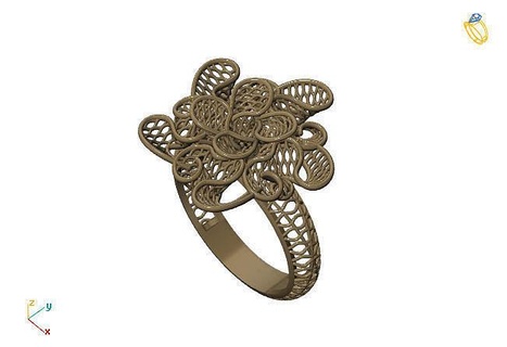 fusion ring group 3dm model 62 gold jewelry design silver printable modern fashion grid flower beauty art sterling gift shining illustration women render rings 3d print model - Mito3D