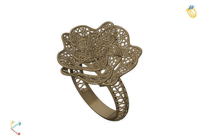 fusion bague groupe 3dm modèle 64 or bijoux conception argent imprimable moderne mode grille fleur beauté art sterling cadeau brillant illustration femmes rendre anneaux 3D print model - Mito3D