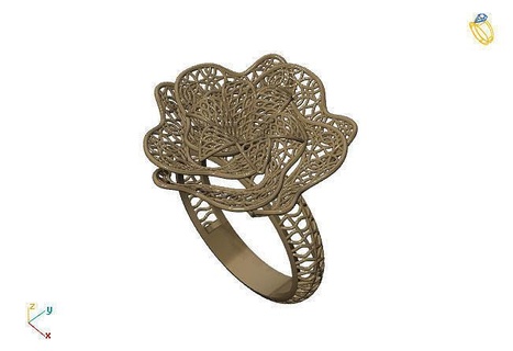 fusion ring group 3dm model 64 gold jewelry design silver printable modern fashion grid flower beauty art sterling gift shining illustration women render rings 3d print model - Mito3D