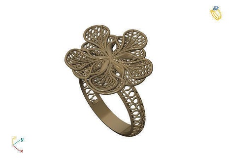 fusion ring group 3dm model 65 gold jewelry design silver printable modern fashion grid flower beauty art sterling gift shining illustration women render rings 3d print model - Mito3D