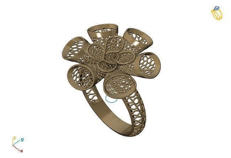 fusion ring group 3dm model 66 gold jewelry design silver printable modern fashion grid flower beauty art sterling gift shining illustration women render rings 3d print model - Mito3D