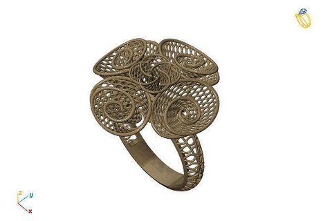 fusión anillo grupo 3dm modelo 67 oro joyería joya diseño plata imprimible moderno Moda cuadrícula flor belleza Arte libra esterlina regalo brillante ilustración mujer anillos 3d print model - Mito3D