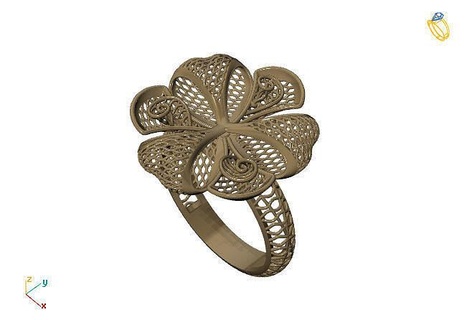 fusion ring group 3dm model 68 gold jewelry design silver printable modern fashion grid flower beauty art sterling gift shining illustration women render rings 3d print model - Mito3D