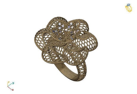 fusione squillare gruppo 3dm modello 70 oro gioielleria design argento stampabile moderno moda griglia fiore bellezza arte sterlina regalo splendente illustrazione donne render anelli 3d print model - Mito3D