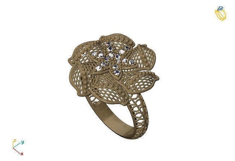 fusion ring group 3dm model 71 gold jewelry design silver printable modern fashion grid flower beauty art sterling gift shining illustration women render rings 3d print model - Mito3D
