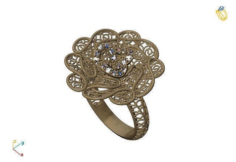 fusión anillo grupo 3dm modelo 77 oro joyería joya diseño plata imprimible moderno moda cuadrícula flor belleza arte libra esterlina regalo brillante ilustración mujer anillos 3d print model - Mito3D