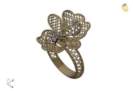 fusion ring group 3dm model 78 gold jewelry design silver printable modern fashion grid flower beauty art sterling gift shining illustration women render rings 3d print model - Mito3D
