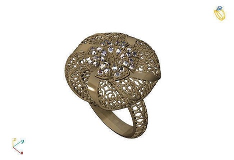 fusión anillo grupo 3dm modelo 79 oro joyería joya diseño plata imprimible moderno Moda cuadrícula flor belleza Arte libra esterlina regalo brillante ilustración mujer anillos 3d print model - Mito3D