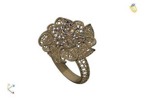 fusion ring group 3dm model 83 gold jewelry design silver printable modern fashion grid flower beauty art sterling gift shining illustration women render rings 3d print model - Mito3D