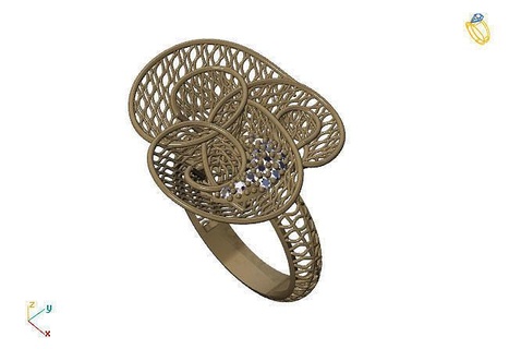 fusione squillare gruppo 3dm modello 86 oro gioielleria design argento stampabile moderno moda griglia fiore bellezza arte sterlina regalo splendente illustrazione donne render anelli 3d print model - Mito3D