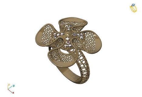 fusion ring group 3dm model 89 gold jewelry design silver printable modern fashion fusion ring grid flower beauty art sterling gift shining illustration women render rings jewelry rings fashion design  3d print model - Mito3D