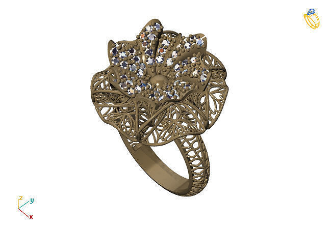 fusão anel 3dm modelo 9 ouro joalheria Projeto prata imprimível moderno moda rede flor beleza arte esterlina presente brilhando ilustração mulheres render argolas 3D print model - Mito3D