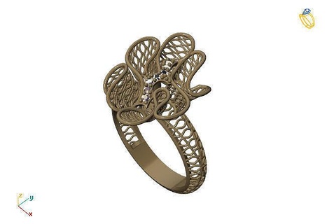 fusión anillo grupo 3dm modelo 90 oro joyería joya diseño plata imprimible moderno Moda cuadrícula flor belleza Arte libra esterlina regalo brillante ilustración mujer anillos 3d print model - Mito3D