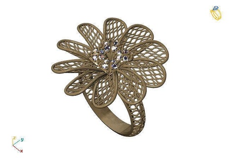 fusion ring group 3dm model 92 gold jewelry design silver printable modern fashion grid flower beauty art sterling gift shining illustration women render rings 3d print model - Mito3D