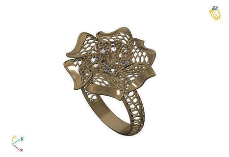 fusión anillo grupo 3dm modelo 93 oro joyería joya diseño plata imprimible moderno moda cuadrícula flor belleza arte libra esterlina regalo brillante ilustración mujer anillos 3d print model - Mito3D