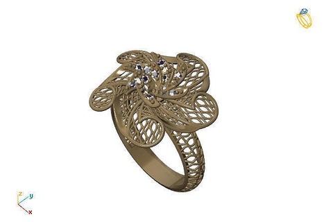 fusion ring group 3dm model 94 gold jewelry design silver printable modern fashion fusion ring grid flower beauty art sterling gift shining illustration women render rings jewelry rings fashion design  3d print model - Mito3D