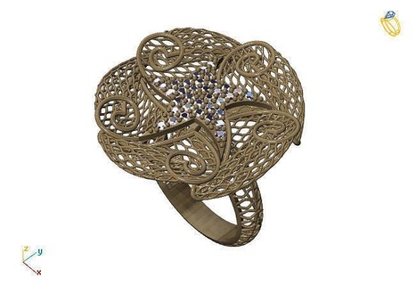 fusion ring group 3dm model 95 gold jewelry design silver printable modern fashion grid flower beauty art sterling gift shining illustration women render rings 3d print model - Mito3D