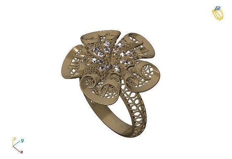 fusion ring group 3dm model 96 gold jewelry design silver printable modern fashion grid flower beauty art sterling gift shining illustration women render rings 3d print model - Mito3D
