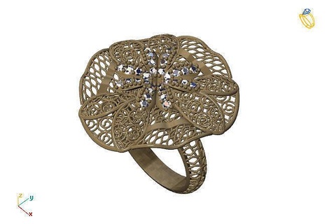 fusión anillo grupo 3dm modelo 99 oro joyería joya diseño plata imprimible moderno moda cuadrícula flor belleza arte libra esterlina regalo brillante ilustración mujer anillos 3d print model - Mito3D