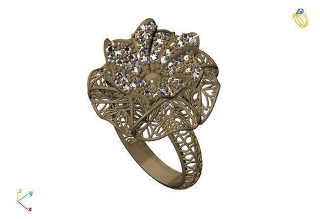 fusion ring group 3dm model 9 gold jewelry design silver printable modern fashion grid flower beauty art sterling gift shining illustration women render rings 3d print model - Mito3D