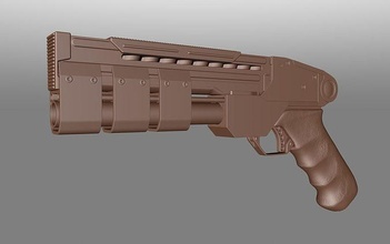 future pistol 16mm sci-fi 3d print gun weapon military steel space caliber high concept cyberpunk scifi sci fi games toys 3d print model - Mito3D