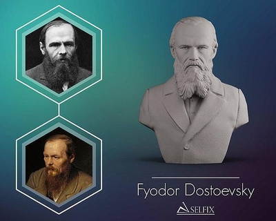 fyodor dostoevsky bust sculpture herman art portrait statue man sculptures russian novelist writer 3d print model - Mito3D
