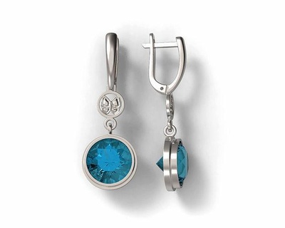 g0017 topaz dangle earrings sterling silver earings jewelry diamond accessories fashion gold gem brilliant luxury precious beauty jewel platinum 3d print model - Mito3D