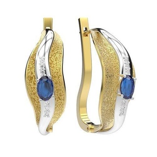 g0045 pair sapphire gold earrings earings jewelry diamond accessories fashion silver gem brilliant luxury precious beauty jewel platinum 3d print model - Mito3D