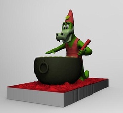 gabby gator witch - woody woodpecker gabbygator gabbygatorwitch woodywoodpecker magician famous animated universal 50s 60s 70s potion games toys 3d print model - Mito3D