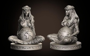 gaia mother earth gaea motherearth mothernature pachamama wicca witcher witch witchcraft magician mage enchanter goddess divine enchantment nature art sculptures 3d print model - Mito3D