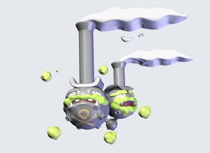 galarian weezing koffing pokemon figure - 3d model print toy galarianweezing games toys 3d print model - Mito3D