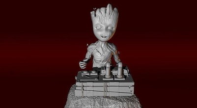 galaxy guardians vol2 baby groot iconic moment goot marvel movie babygroot boom games toys 3d print model - Mito3D