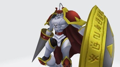 personagem segurando escudo digimon monstro anime desenho animado modelo jogos brinquedos 3d print model - Mito3D