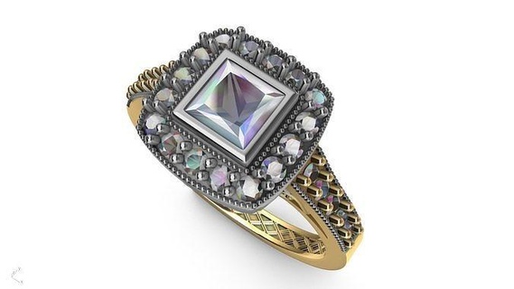 gallery princess cut engagement ring stl verified jewellery jewelry printable diamond ring fashion ring prototyping 3d cad stylish design trendy ring charm jewelry stylish ring signet ring designer ring statement ring lightweight ring text ring charm jewellery gallery ring halo ring rings  3d print model - Mito3D