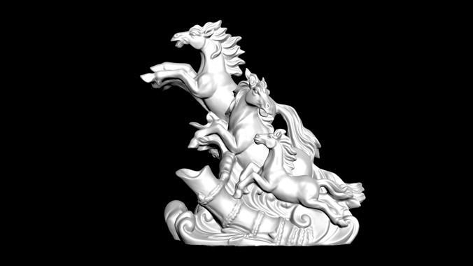 galloping horses 3d model kai art sculptures 3D print model - Mito3D