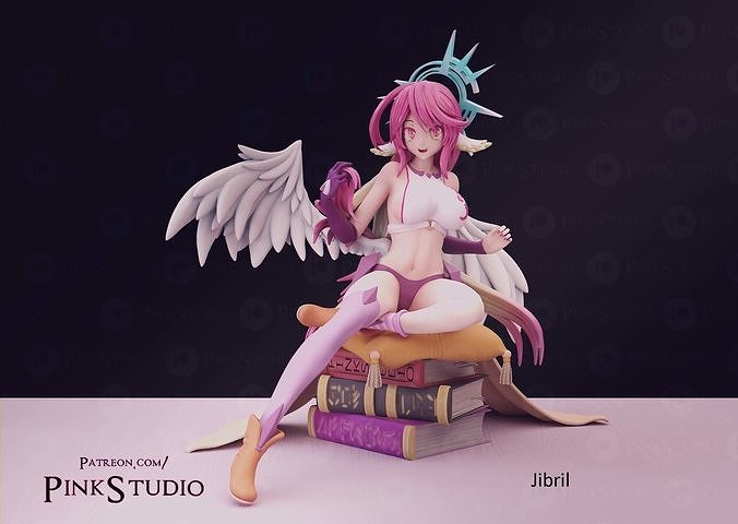 no jeu vie jibril anime manga waifu harem isekai ange fille jouet art sculptures 3D print model - Mito3D