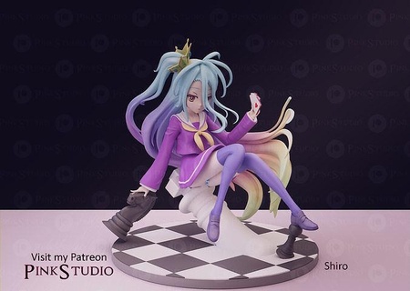 oyun hayat Shiro ngnl cibril shuvi Izuna stephanie Sora anime manga koleksiyon oyuncak karakter harem Waifu kürklü satranç modeller Sanat heykeller 3d print model - Mito3D
