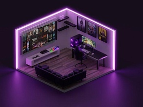 gaming room game interior design decoration modern chair living sofa armchair cyberpunk dota witcher ready comments house 3d print model - Mito3D