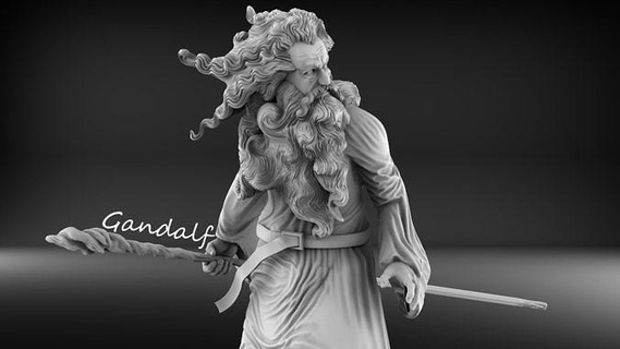 Gandalf ian McKellen señor anillo personal mago magia 3d impresión escultura estatua figura artístico imprimible Arte esculturas 3d print model - Mito3D