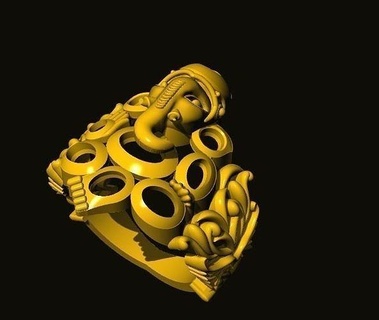 ganesh Dio Bene oro argento gioielleria squillare antico 3d modello medaglione anelli 3d print model - Mito3D
