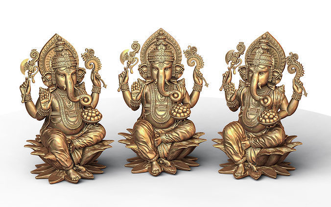 ganesh ji lotus 3d modell 14 3dmodel hindu heilig religiös jesus ganesha christian bibel sanskrit jüdisch religion laxmi saraswati shivji hanuman skulptur kunst murti skulpturen 3D print model - Mito3D