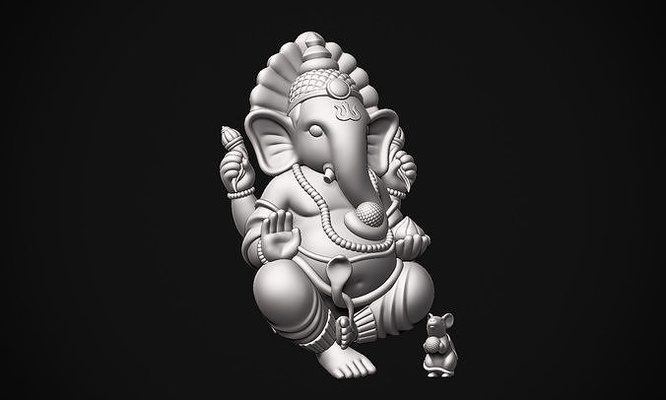 ganesh ji músculo raj ganesha escultura indio murti ídolo joyería figura elefante dios mitología estatua arte esculturas 3d print model - Mito3D