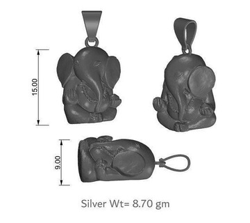 ganesh ji pendant design ganpati india hindu god lord bappa charm elephant hinduism necklace baby women men jewelry sculpture art pendants 3d print model - Mito3D