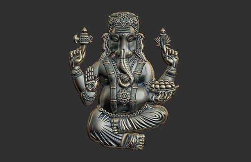 ganesh alívio pingente vinayagar ganesha ganapathi ouro metálico Deus indiano senhor hindu elefante Chaturthi mitologia símbolo ganapati arte joalheria pingentes 3d print model - Mito3D