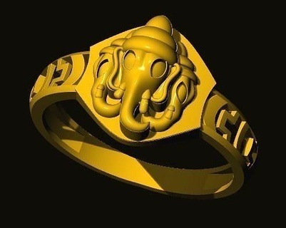 ganesh ring god ganeh gold silver jewelary antique 3d model locket jewelry rings 3d print model - Mito3D