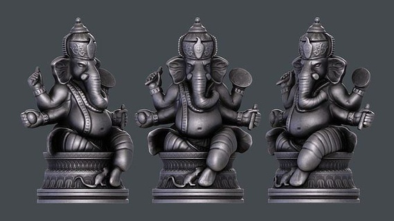 Ganesha Statue Skulptur Gold Elefant Kunst Buddha Religion Schmuck Herr Skulpturen 3d print model - Mito3D